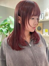 マル 薬院浄水店(MAR.co) PUNK RED COLOR/暖色系カラー/顔まわりレイヤー
