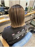 ボブバレイヤージュ20代30代40代50代60代イメチェンカットカラー