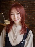 【macana指名】オレンジピンクケアブリーチレイヤーカット