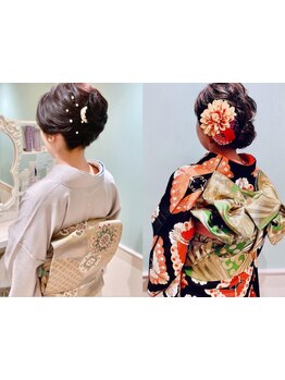 《三ノ宮2分/訪問着着付け+ヘアセット\5500～》訪問着や成人式前撮り、卒業式の袴の予約も受付中◎