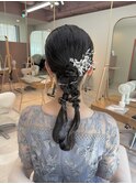 結婚式お呼ばれヘア　編みおろしヘア