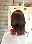 大人可愛い外ハネ小顔くびれヘアうるツヤブラウン髪質改善