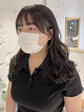 アンド グラフ(& Graph.) 透明感カラーオリーブベージュ顔まわりカットブリーチなしカラー
