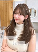 ミディアム 韓国 顔周り レイヤー 20代30代