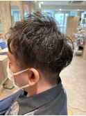 刈り上げニュアンススパイラルパーマ×無造作マッシュショート 