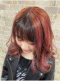 ピンクカラーローライトバング/デザインカラー/ハイトーン/秋