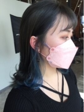 オレンジドロップ 長岡駅店(orange drop) 20代30代40代/大人可愛い/ブルーインナーカラー/外ハネミディ