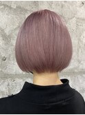 □黒髪クラゲヘアーオリーブグレー小顔ココアベージュミニボブ