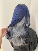 ネイビーブルー×ホワイトシルバー
