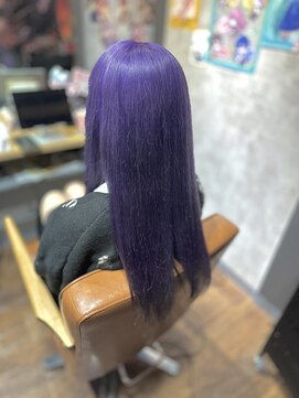 ヲタクに美容室は難しい。 パープルしっかりデザインカラー！