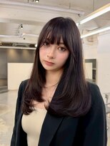 ヒュー 広島(HEW) オフブラック落とせる黒染め暗染めグレージュミディアムレイヤー