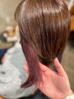 クレエ ヘアー デザイン(creer hair design)&nbsp;20代30代40代こなれくびれヘアインナーカラーピンクバイオレット