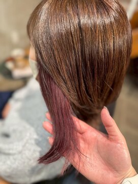 クレエ ヘアー デザイン(creer hair design) 20代30代40代こなれくびれヘアインナーカラーピンクバイオレット
