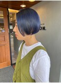 濃いめブルー☆ツーブロミニボブ☆