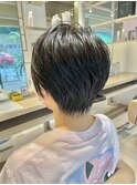 小顔ストレートボブ黒髪グレージュダークアッシュモード
