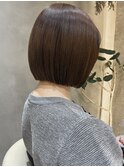 ピンクブラウン美髪切りっぱなしボブ【ボブ/縮毛矯正/北澤華】