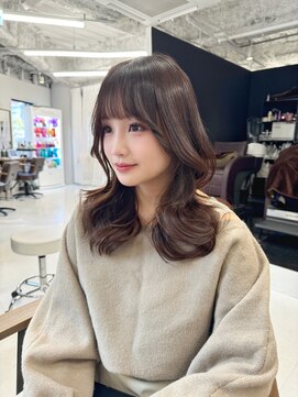 ハピネス 梅田茶屋町店(HAPPINESS) ミディアムレイヤー/韓国ヘア/顔まわり/ブリーチなし/グレージュ