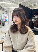 ミディアムレイヤー/韓国ヘア/顔まわり/ブリーチなし/グレージュ