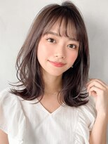 セミディ薄めバングモテ髪くびれヘアワイドバング#313f0214