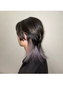黒髪/クラゲヘアー/オリーブグレー/小顔