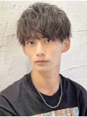 ソフトツイストパーマノーセットツーブロックマッシュ