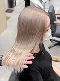 ハイトーンミルクティーベージュケアブリーチダブルカラーボブ