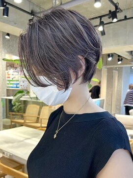 サンク 原宿 表参道(cinq) 大人ショートボブ 前髪なし ラベンダーグレージュ 20代韓国40代