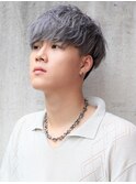 アッシュブルー☆ツーブロックマッシュツイストスパイラルパーマ
