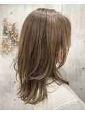 20代30代40代大人可愛いレイヤーカットモカベージュ