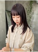 ミディアムレイヤー　暖色　暗髪　紫　パープル