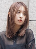 顔まわりレイヤーピンクベージュカラーミディアムレイヤー銀座