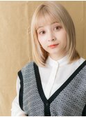 透明感カラーホワイトブロンド姫カットレイヤー315X戸頭10代20代