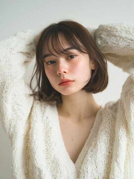 トクテ 高円寺(tokute) くびレイヤーエモージュ前髪モテベージュレイヤーミディ/高円寺