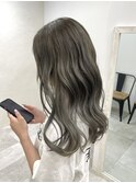 【透明感黒髪】オリーブグレー×ブリーチカラー×10～20代