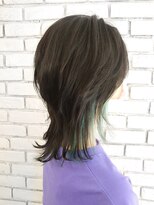 ヘアポケット スタイル店(HAIR POCKET)&nbsp;ミディアムウルフ☆グリーンインナー