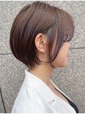 垢抜けショートボブでイメチェン☆マロンベージュの透明感カラー