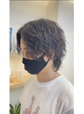 縦落ちウルフパーマ/センターパート/なみなみウェーブ