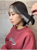 ミニボブ×インナーカラーシルバー◎