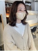 【松本咲花】韓国風前髪なしセンターパートラベンダーベージュ