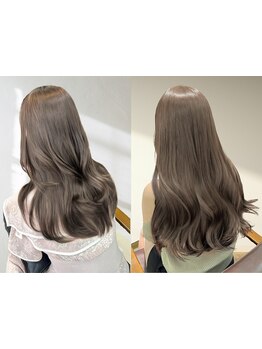 自社開発の髪質改善パールプラチナトリートメントで乾かすだけでツヤ髪に★[髪質改善カラー 縮毛矯正]