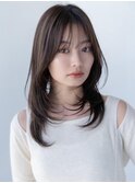 大人かわいい前髪セシルカットココアブラウンフリンジウェーブ