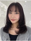 ハイライトカラーミルクティーベージュレイヤーカット