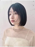 ぷつっとボブ顔まわりレイヤーシースルーバング