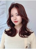 マロンベージュレイヤーくすみグレージュ韓国巻き前髪20代30代