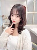 ショコラアッシュ/ヘルシースタイル/ふんわりカール/前髪カット