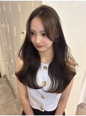 20代暗めカラーデザインカラーロングオリーブグレージュベージュ