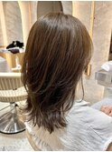 ◯くびれヘアアプリコットオレンジ/レイヤーカット/ブリーチなし
