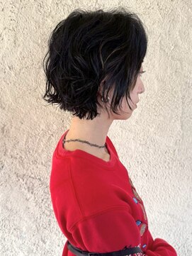 プリモ ココ 鍋島店(Primo coco.) ニュアンスパーマ アッシュブラウン 透明感カラー ショートヘア