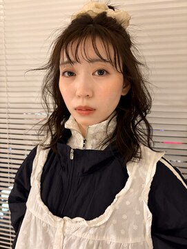 束 ミディアムでもかわいいコテ巻き！