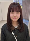 ピンクブラウン/ブリーチなし/ミディアムロング/10代20代30代